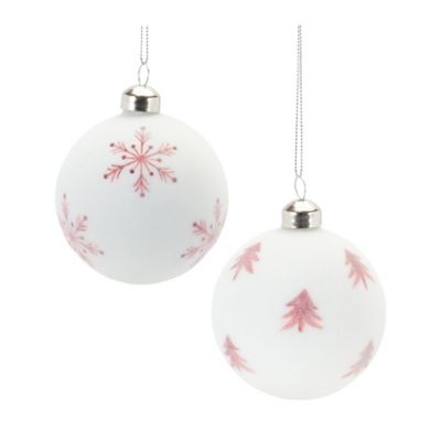 Melrose International Frosted Snowflake and Tree Ball Ornament (Set of 12)