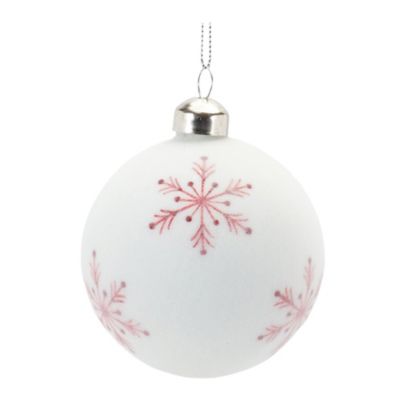 Image showing  Frosted Snowflake and Tree Ball Ornament (Set of 12)