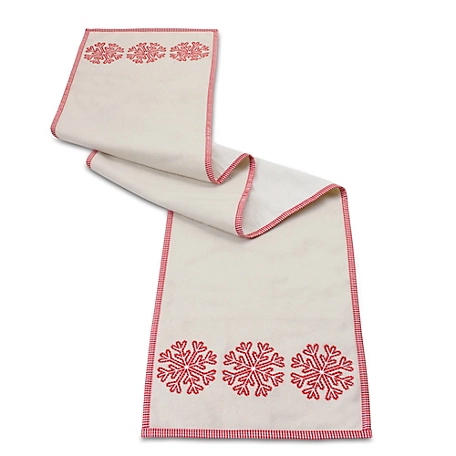 Melrose International Embroidered Snowflake Table Runner 72 in. L