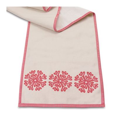 Image showing  Embroidered Snowflake Table Runner, 72 in. L