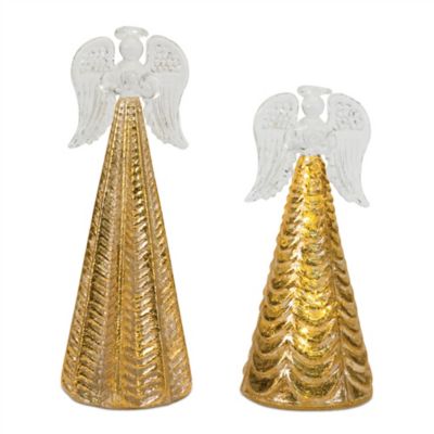 Melrose International LED Textured Glass Angel Decor (Set of 2)