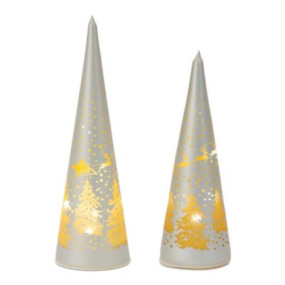 Melrose International LED Frosted Glass Tree Decor (Set of 2)