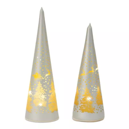 Melrose International LED Frosted Glass Tree Decoration (Set of 2) Christmas Kitchen & Tabletop Decor