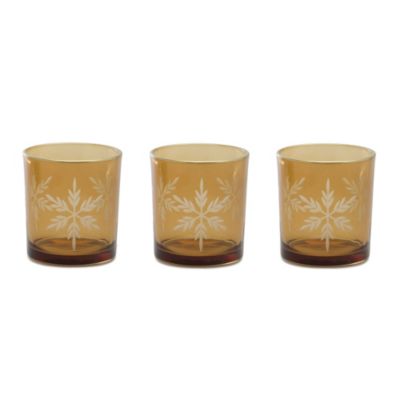 Melrose International Glass Snowflake Votive Candle Holder (Set of 3)