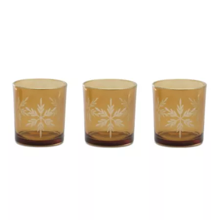 Melrose International Snowflake Glass Votive Candle Holder (Set of 3) Holiday Candles & Melts