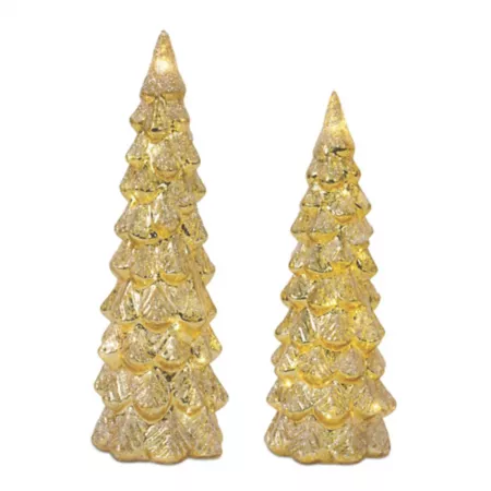 Melrose International LED Glittering Glass Tree Decoration (Set of 2) Christmas Kitchen & Tabletop Decor