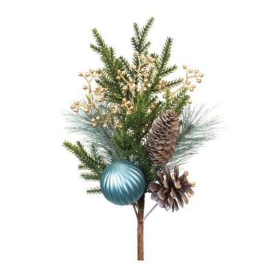 Melrose International Pine Spray with Ornament (Set of 2)