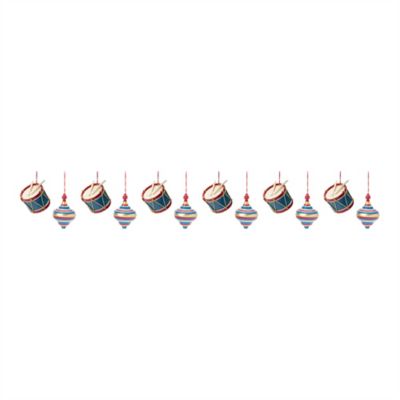 Image showing  Toy Drum and Top Spinner Ornament (Set of 12)