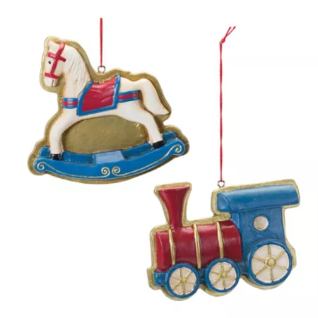 Melrose International Rocking Horse and Toy Train Ornament (Set of 12) Christmas Ornaments & Tree Toppers