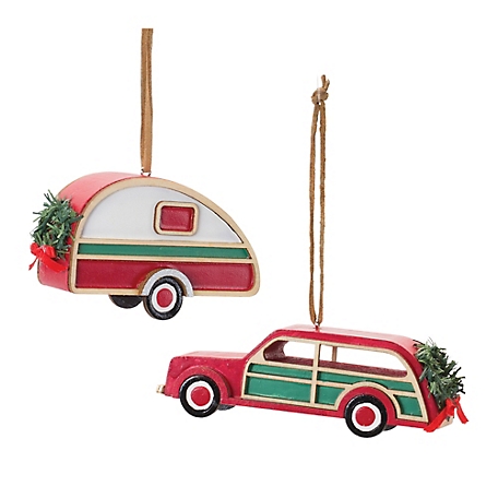 Melrose International Vintage Camper and Car Ornament (Set of 12)
