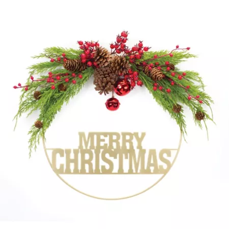 Melrose International Half Merry Christmas Pine Wreath 21" D Artificial Christmas Wreaths