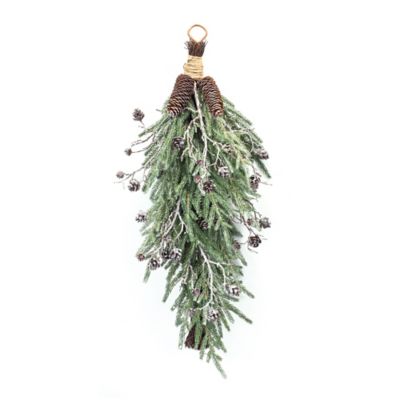 Melrose International Frosted Pine Cone Twig Swag 31 in. H