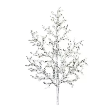 Melrose International Glittery Twig Branch (12 Pack) Silver Artificial Christmas Plants