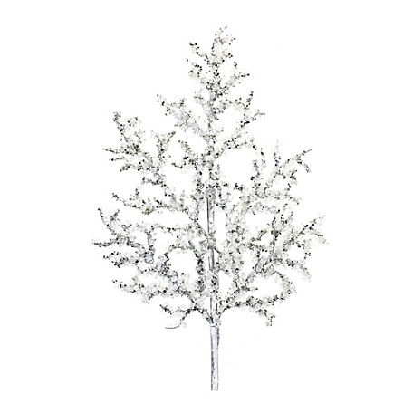 Melrose International Glittered Twig Branch (Set of 12), silver