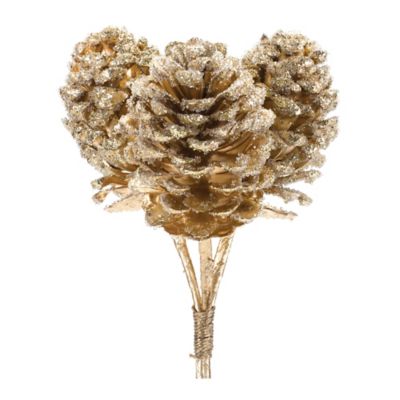 Melrose International Glittered Pine Cone Bundle (Set of 6)