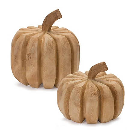 Melrose International Carved Pumpkins (Set of 2)