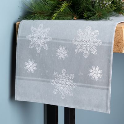 Image showing  Embroidered Snowflake Table Runner, 72 in. L