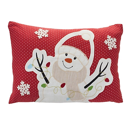 Melrose International Embroidered Snowman Throw Pillow 17 in. L
