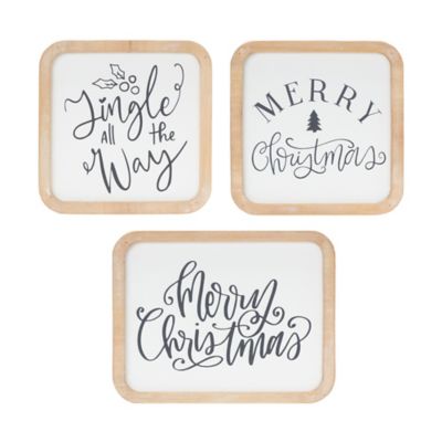 Melrose International Holiday Sentiment Plaque (Set of 12)