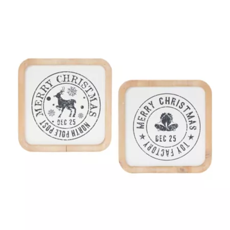 Melrose International Holiday Mail Stamp Plate (Set of 12) Christmas Kitchen & Tabletop Decor