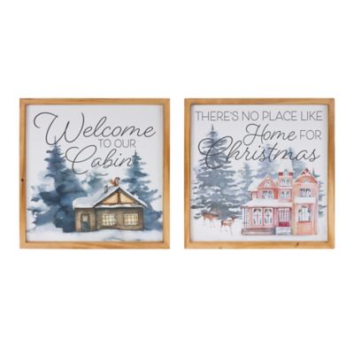 Melrose International Welcome Home Holiday Wall Art (Set of 2)