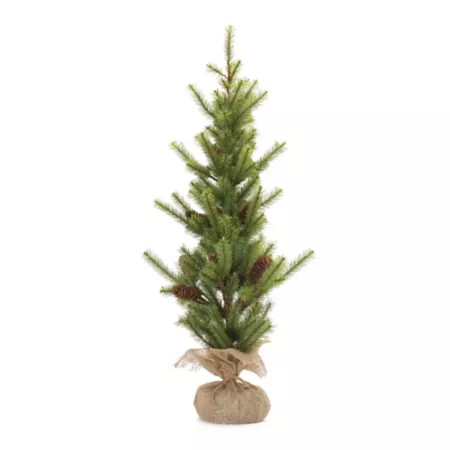 Melrose International Pine with Burlap Base 3'H Artificial Christmas Plants