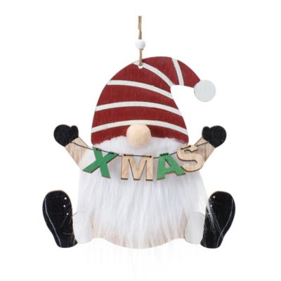 Melrose International Wood Gnome Ornament (Set of 12)