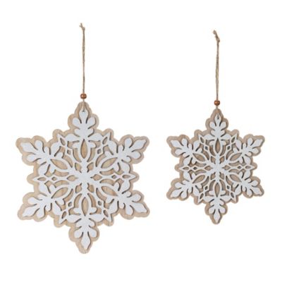 Melrose International Wood Snowflake Ornaments (Set of 24)