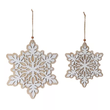 Melrose International Wooden Snowflake Ornaments (Set of 24) Christmas Ornaments & Tree Toppers