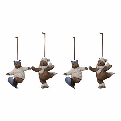 Image showing  Skate and Snowboard Bear Ornament (Set of 4)