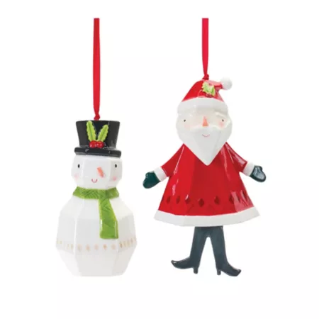 Melrose International Whimsical Santa and Snowman Ornament (Set of 6) Christmas Ornaments & Tree Toppers