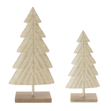 Melrose International Woven Wicker Design Pine Tree (Set of 2)