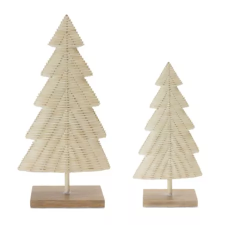 Melrose International Woven Wicker Pine Tree (Set of 2) Christmas Kitchen & Tabletop Decor