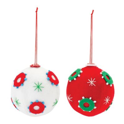 Melrose International Whimsical Fabric Ball Ornament (Set of 12)