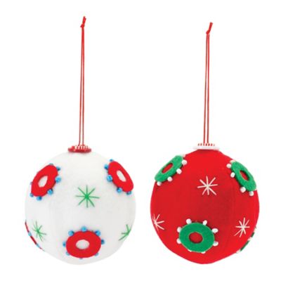 Melrose International Whimsical Fabric Ball Ornament (Set of 12) at ...