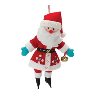 Melrose International Plush Santa Ornament (Set of 12)