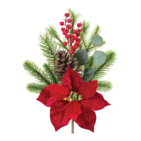 Melrose International Poinsettia Pine and Eucalyptus Spray (Set of 2) Artificial Christmas Plants