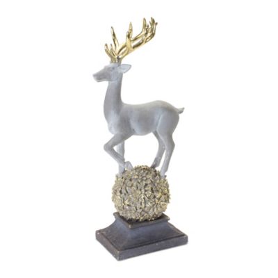 Melrose International Winter Deer Figurine on Orb 14/18 in. H