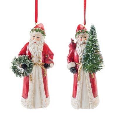 Melrose International Santa with Cardinal Bird Ornament (Set of 6)