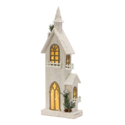 Melrose International LED Lighted Winter Church Display 27 in. H