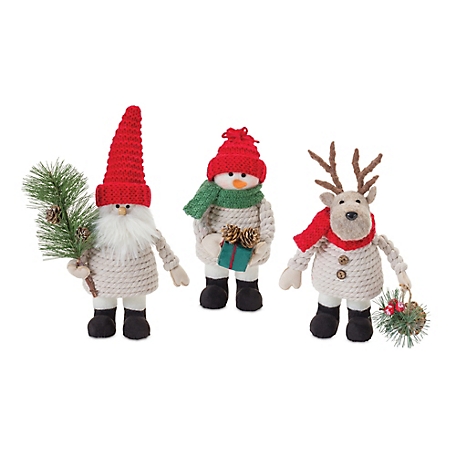 Melrose International Plush Santa Snowman and Moose (Set of 3)