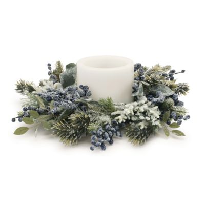 Melrose International Frosted Blueberry Pine Candle Ring, 18 in. D