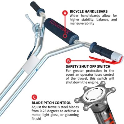 Image showing  24 in. Power Trowel Edger Walk Behind 5.5HP Kohler Concrete Tool with Float Pan for Cement Floor Surfaces
