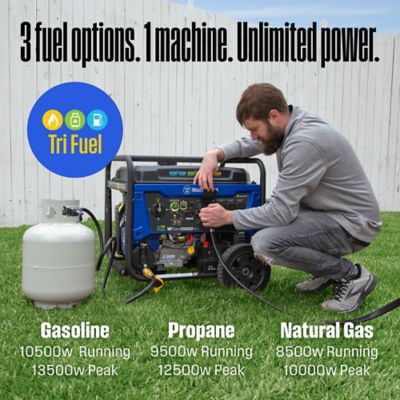 Image showing  13,500/10,500-Watt Tri-Fuel Portable Generator, CO Sensor, Gas/Propane/Natural Gas