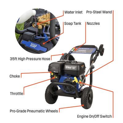 Image showing 6 th Westinghouse 3,800 PSI 3.6 GPM Gas Cold Water Pressure Washer, 5 Nozzles and Soap Tank