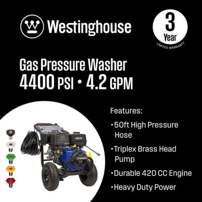 Image showing  4,400 PSI 4.2 GPM Gas Cold Water Pressure Washer, 5 Nozzles