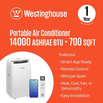 Image showing  115V Portable Air Conditioner with Heat and Dehumidifier, 700 sq. ft., 14,000 BTU, Remote and Smart App