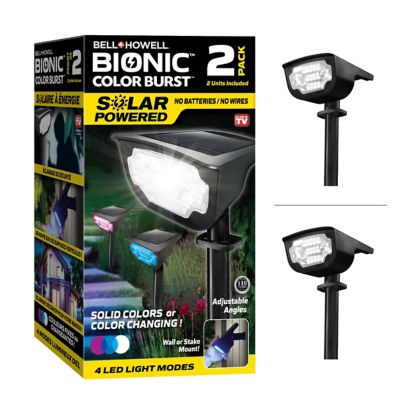 Bell & Howell Solar Powered Bionic Color Burst Black 4 LED Path Light Mode Lights (2-Pack) Awesome solar lights