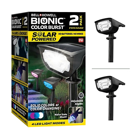Bell & Howell Solar Powered Bionic Color Burst Black 4 LED Path Light Mode Lights (2-Pack)