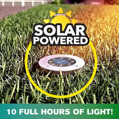 Image showing  8-Lumen Solar-Powered Deluxe Disk Lights, Stainless Steel, 4-Pack